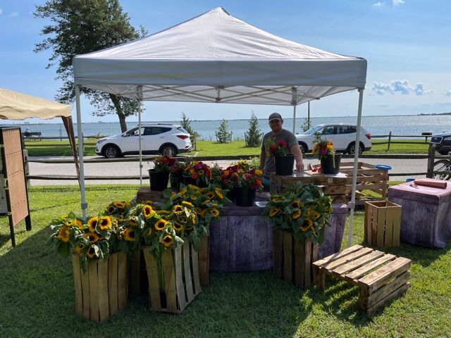 Shawn's flower stand at the Good Old Days festival